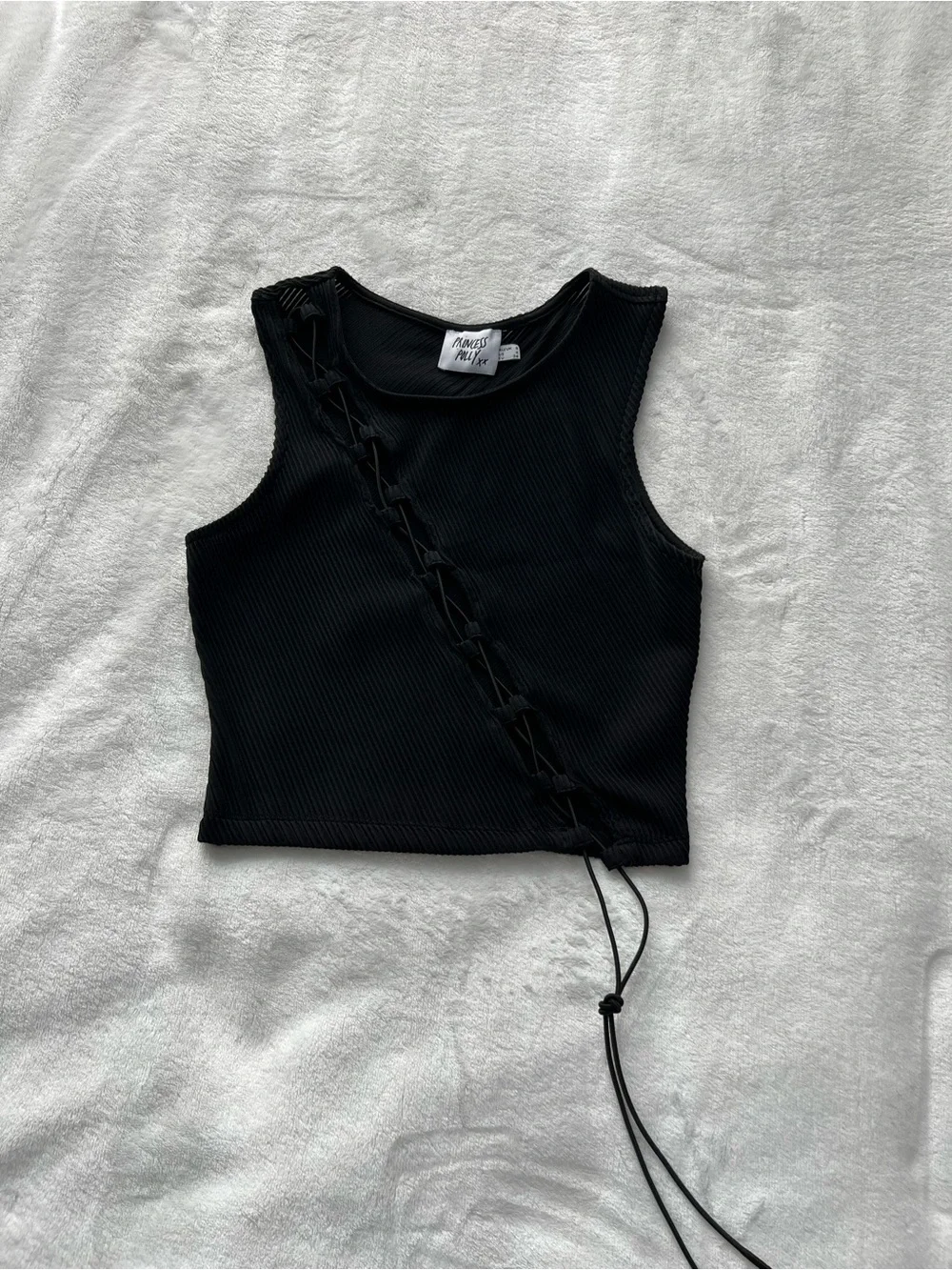 Princess Polly Black Ribbed Crop Top
